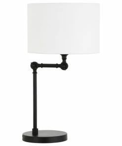 Wholesale ๐ Hudson&Canal Lucas Height-Adjustable Table Lamp With Fabric Shade In Blackened Bronze/White ๐