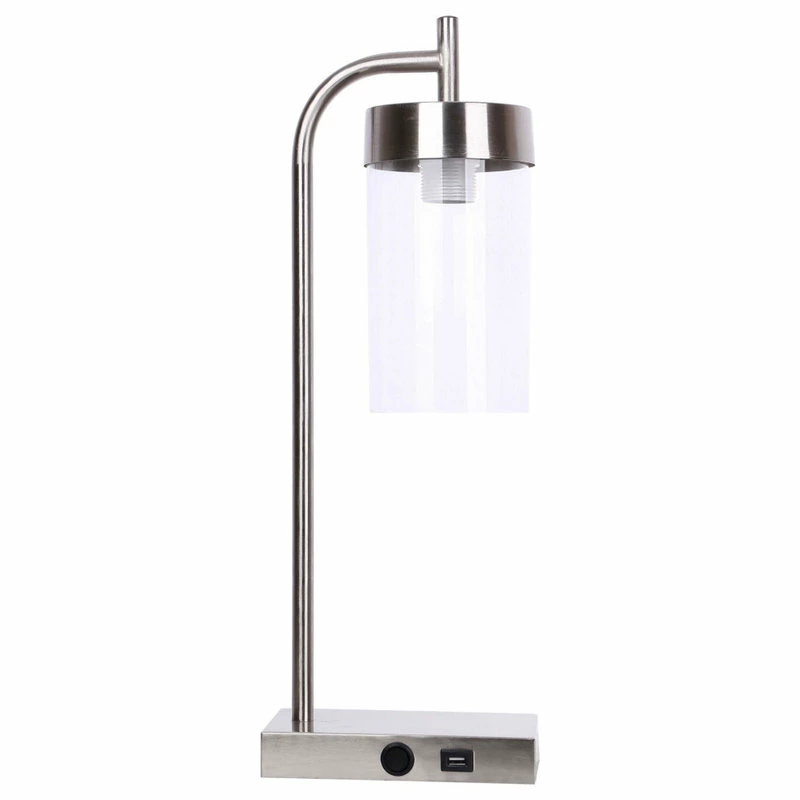 Coupon โค๏ธ LumiSource 21" Brushed Nickel Desk Lamp With USB Port In Base, Clear Glass Shade ๐ 3 Coupon โค๏ธ LumiSource 21" Brushed Nickel Desk Lamp With USB Port In Base, Clear Glass Shade ๐