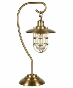 Brand new ๐ Hudson&Canal Bay 22 Tall Nautical Table Lamp With Glass/Metal Shade In Antique Brass/Clear โ