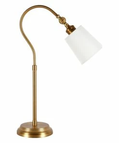 Cheap 😀 Henn&Hart 7" Brushed Brass Metal/Fabric Table Lamp 🎁