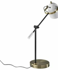 Best deal ✨ HomeRoots 8"x24.5"x18.5", 28.5" White Metal Desk Lamp 🌟