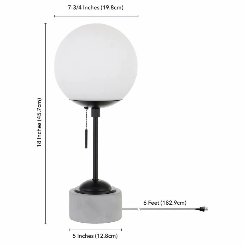 Wholesale 🛒 Hudson&Canal Reagan 17.75 Tall Table Lamp With Glass Shade In Black/White Milk ❤️ 6 Wholesale 🛒 Hudson&Canal Reagan 17.75 Tall Table Lamp With Glass Shade In Black/White Milk ❤️ - Image 4