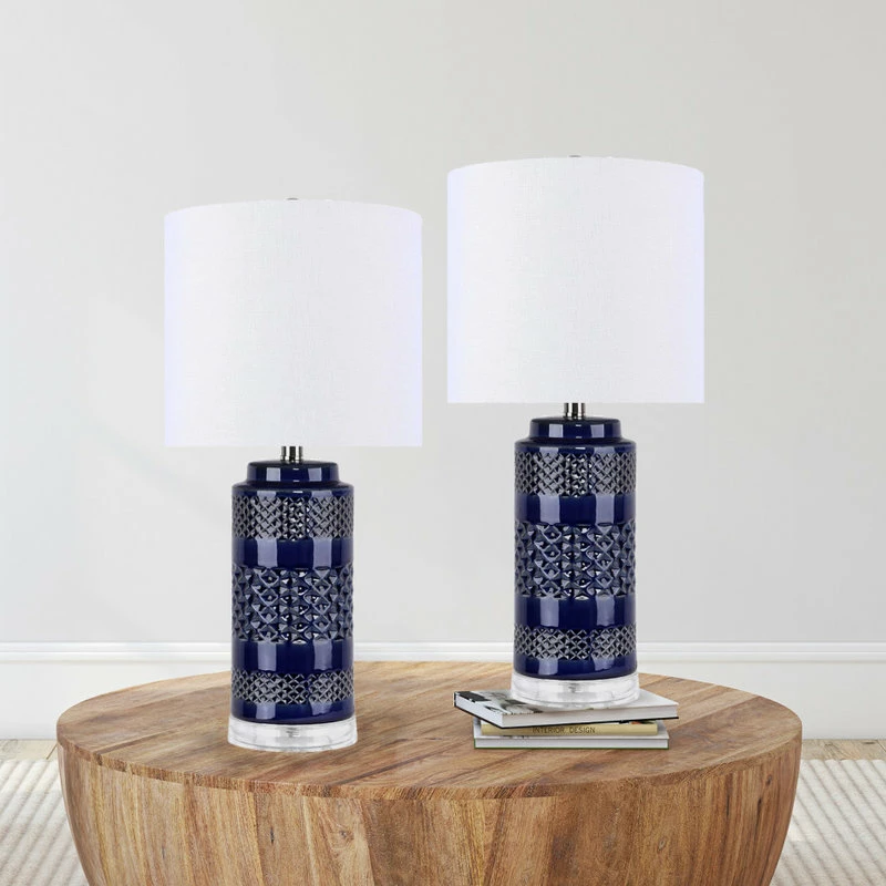 Cheapest ๐ LumiSource 21" Navy Ceramic Table Lamp With Cylindrical Base & White Linen Shade, Set Of 2 ๐ 4 Cheapest ๐ LumiSource 21" Navy Ceramic Table Lamp With Cylindrical Base & White Linen Shade, Set Of 2 ๐ - Image 2