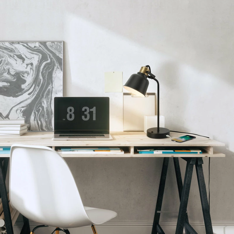 Best Sale 🛒 Globe Electric Dakota 18" Matte Black Desk Lamp With USB Port 👏 5 Best Sale 🛒 Globe Electric Dakota 18" Matte Black Desk Lamp With USB Port 👏 - Image 3