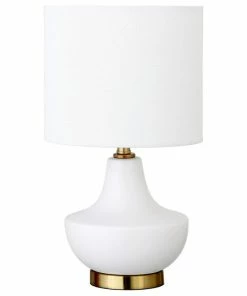 Buy 🎁 Hudson&Canal Calvin 13.5 Tall Mini Lamp With Fabric Shade In Matte White/White 🔥