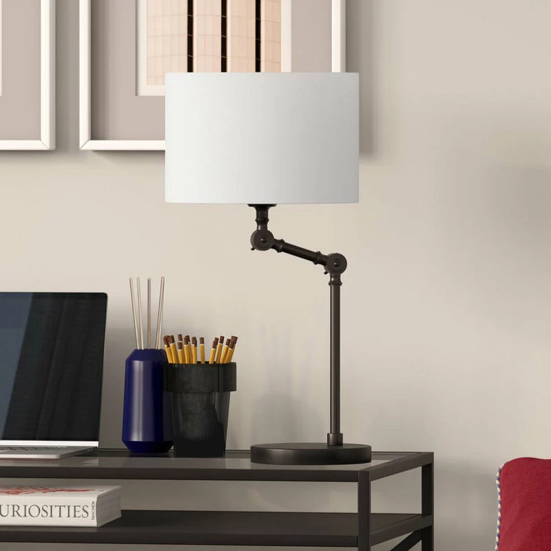 Wholesale ๐ Hudson&Canal Lucas Height-Adjustable Table Lamp With Fabric Shade In Blackened Bronze/White ๐ 4 Wholesale ๐ Hudson&Canal Lucas Height-Adjustable Table Lamp With Fabric Shade In Blackened Bronze/White ๐ - Image 2