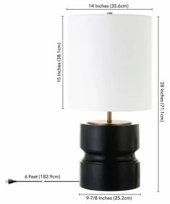 Deals 🧨 Hudson&Canal Pax 27 Tall Table Lamp With Fabric Shade In Matte Black/Brass ❤️ -Adesso Sales Store 1e410ff70398810d 2001 w800 h800 b1 p0
