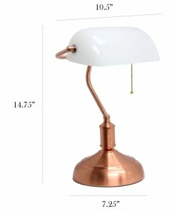 Deals 👍 All The Rages Inc. Simple Designs Executive Bankers Desk Lamp With White Glass Shade LT3216-RGD 👏 -Adesso Sales Store 239162c200a7fd97 1992 w800 h800 b1 p0