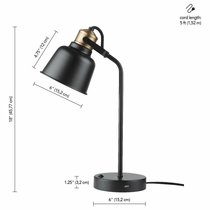 Best Sale 🛒 Globe Electric Dakota 18" Matte Black Desk Lamp With USB Port 👏 11 Best Sale 🛒 Globe Electric Dakota 18" Matte Black Desk Lamp With USB Port 👏 - Image 9