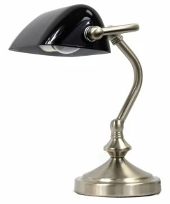 New ๐ฅฐ Simple Designs Traditional Mini Banker's Lamp With Glass Black Shade โจ