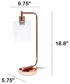Hot Sale 😉 Lalia Home Modern Iron Desk Lamp With USB Port And Glass Shade - Rose Gold ⭐ -Adesso Sales Store 33613c05021ca317 2530 w800 h800 b1 p0