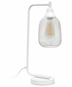 Best Pirce ⌛ All The Rages Inc. Contemporary Home Office Metal Mesh Wire Shade Desk Lamp In Matte White Finish 🤩