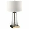 Cheap 😀 Hudson&Canal Dax 27.5 Tall Table Lamp With Fabric Shade In Seeded Glass/Brass/White 😍
