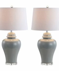 Flash Sale โญ JONATHAN Y Winnie 27" Ceramic Urn LED Table Lamp, Set Of 2, Gray โค๏ธ