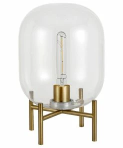 Brand new ๐ Hudson&Canal Edison 15.38 Tall Table Lamp With Glass Shade In Brass/Clear ๐