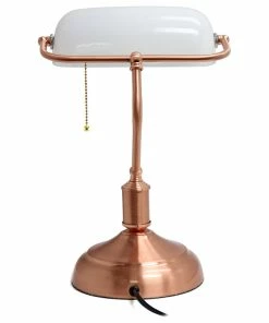 Deals 👍 All The Rages Inc. Simple Designs Executive Bankers Desk Lamp With White Glass Shade LT3216-RGD 👏 -Adesso Sales Store 3921a6af00a7fd8e 1992 w800 h800 b1 p0