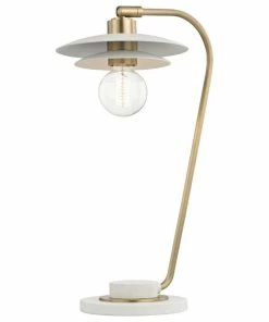 Deals 😀 Hudson Valley Lighting Milla Table Lamp - Aged Brass - White Accents ✨