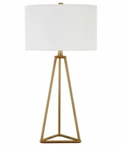 Brand new ✨ Hudson&Canal Gio 26.13 Tall Table Lamp With Fabric Shade In Brass/White ⭐