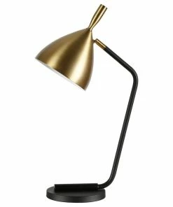 Brand new ⭐ Hudson&Canal Yossi 23.62 Tall Table Lamp With Metal Shade In Blackened Bronze/Blackened... 👏