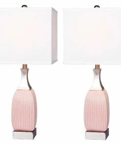 Best Pirce ๐ฏ Fangio Lighting Ribbed Blush Ceramic/Nickel Metal Table, Lamp, 26.5" โค๏ธ