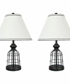 Cheap ๐ Aspen Creative Corporation 40140-02, Set Of 2 Set, 22" High Metal Wire Table Lamp, Matte Black Finish ๐