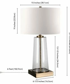 Cheap 😀 Hudson&Canal Dax 27.5 Tall Table Lamp With Fabric Shade In Seeded Glass/Brass/White 😍 -Adesso Sales Store 52013307038f47c3 5699 w800 h800 b1 p0