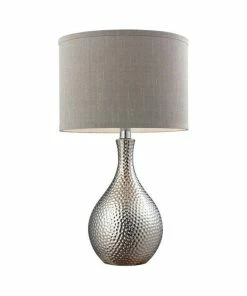 Promo 🌟 Dimond Lighting 22" 🔨 Hammered Chrome Table Lamp, Chrome, Standard 😉