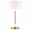 Hot Sale ❤️ Hudson&Canal Simone 25 Tall 2-Light Table Lamp With Fabric Shade In Gray/Brass /White 💯