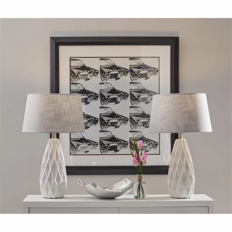 Coupon ✔️ Adesso Home Joan Ceramic 2 Piece Table Lamp Set In White ✨ 4 Coupon ✔️ Adesso Home Joan Ceramic 2 Piece Table Lamp Set In White ✨ - Image 2