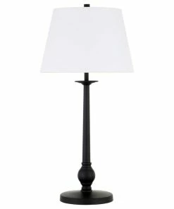 Buy ๐คฉ Hudson&Canal Wilmer 28 Tall Table Lamp With Fabric Shade In Blackened Bronze/White ๐คฉ