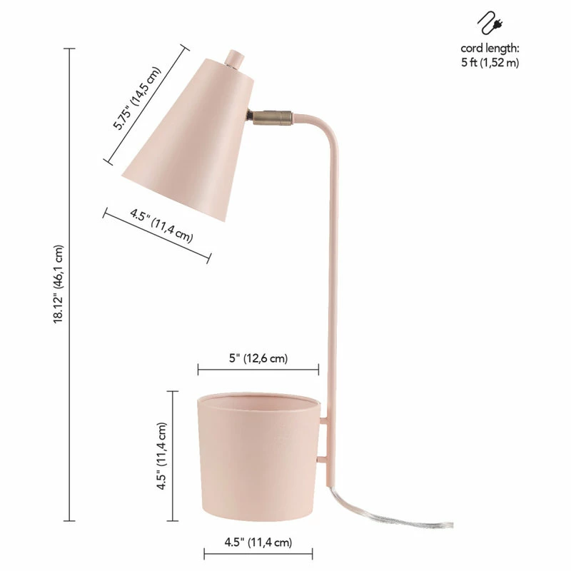 New ๐ Globe Electric Taylor 18" Matte Pink Organizer Desk Lamp With Brass Pivot Joint ๐ 10 New ๐ Globe Electric Taylor 18" Matte Pink Organizer Desk Lamp With Brass Pivot Joint ๐ - Image 8