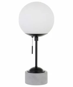Wholesale ๐ Hudson&Canal Reagan 17.75 Tall Table Lamp With Glass Shade In Black/White Milk โค๏ธ