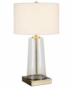 Cheap 😀 Hudson&Canal Dax 27.5 Tall Table Lamp With Fabric Shade In Seeded Glass/Brass/White 😍 -Adesso Sales Store 63c12737038f47c1 5699 w800 h800 b1 p0