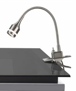 Outlet 😀 HomeRoots 9"x4-13"x9.5-14.5" Brushed Steel Metal LED Clip Lamp 🔔