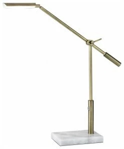 Buy 😍 HomeRoots 5"x22"x16" - 26" Brass Metal LED Desk Lamp ⌛