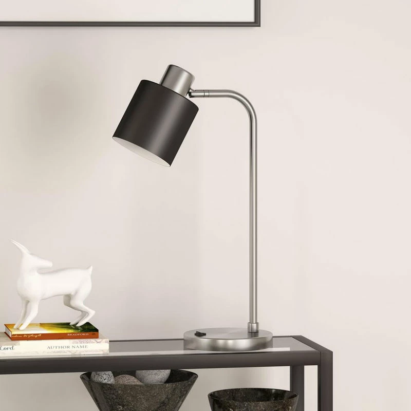 Promo 🤩 Hudson&Canal Thew 20.75 Tall Table Lamp With Metal Shade In Nickel/Black 🤩 4 Promo 🤩 Hudson&Canal Thew 20.75 Tall Table Lamp With Metal Shade In Nickel/Black 🤩 - Image 2