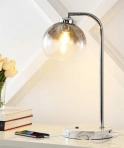 Cheapest 🥰 JONATHAN Y Ada 20" Iron/Glass LED Task Lamp With USB Charging Port, Chrome/Smoke Gray 😉 -Adesso Sales Store 6a9137b30331a72a 1799 w800 h800 b0 p0