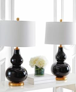 Best deal 🎉 Safavieh Karlen Table Lamp (Set Of 2) - Black, Gold Leaf 🌟