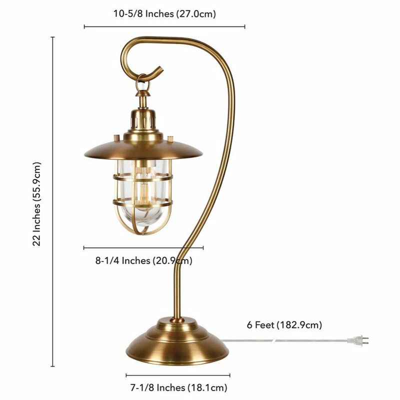 Brand new 😍 Hudson&Canal Bay 22 Tall Nautical Table Lamp With Glass/Metal Shade In Antique Brass/Clear ⌛ 6 Brand new 😍 Hudson&Canal Bay 22 Tall Nautical Table Lamp With Glass/Metal Shade In Antique Brass/Clear ⌛ - Image 4
