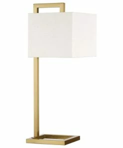 Outlet ๐ Hudson&Canal Grayson 26 Tall Table Lamp With Fabric Shade In Brass/White ๐