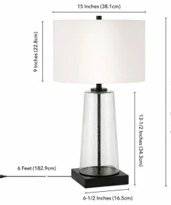 Brand new 🤩 Hudson&Canal Dax 27.5 Tall Table Lamp With Fabric Shade In Seeded Glass/Blackened... 👍 -Adesso Sales Store 8121444e038f47c1 3660 w800 h800 b1 p0
