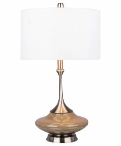 Outlet ๐ Fangio Lighting Grey Glass & Brushed Steel Metal Glass, Metal Table Lamp, Retro 26.5" ๐