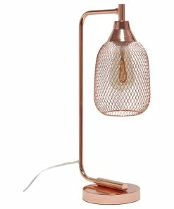 Cheap 👏 All The Rages Inc. Contemporary Home Office Metal Mesh Wire Shade Desk Lamp In Rose Gold Finish 😀