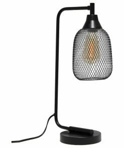 Best deal 🤩 All The Rages Inc. Contemporary Home Office Metal Mesh Wire Shade Desk Lamp In Matte Black Finish 🤩