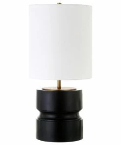 Deals ๐งจ Hudson&Canal Pax 27 Tall Table Lamp With Fabric Shade In Matte Black/Brass โค๏ธ