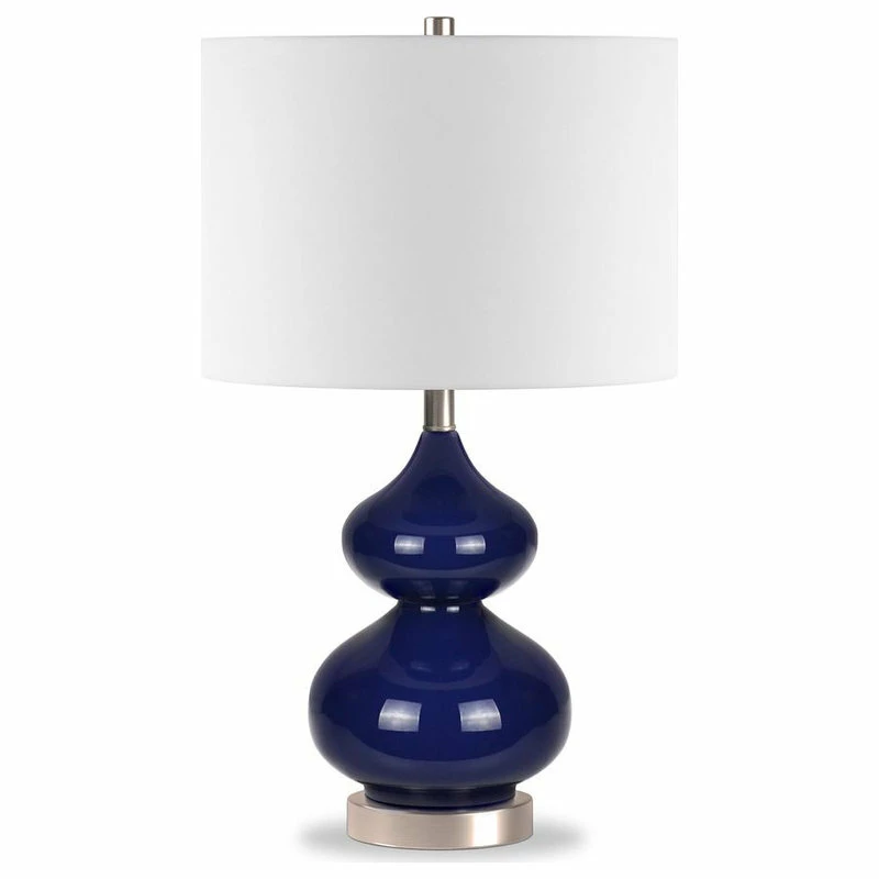 New โค๏ธ Hudson&Canal Katrin 23.5 Tall Table Lamp With Fabric Shade In Navy Blue Glass/Satin... ๐ 3 New โค๏ธ Hudson&Canal Katrin 23.5 Tall Table Lamp With Fabric Shade In Navy Blue Glass/Satin... ๐