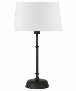 Budget โ Hudson&Canal Derek 24.25 Tall Table Lamp With Fabric Shade In Blackened Bronze/White ๐