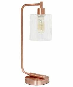 Best Sale ๐ Lalia Home Modern Iron Desk Lamp With Glass Shade, Rose Gold ๐งจ