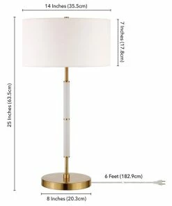 Brand new 🔥 Hudson&Canal Simone 25 Tall 2-Light Table Lamp With Fabric Shade In Matte White/Brass... ⭐ -Adesso Sales Store a7c1f47a03aaf083 2709 w800 h800 b1 p0
