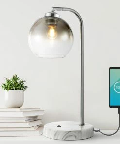 Cheapest 🥰 JONATHAN Y Ada 20" Iron/Glass LED Task Lamp With USB Charging Port, Chrome/Smoke Gray 😉 -Adesso Sales Store aa81db770331a731 1799 w800 h800 b0 p0